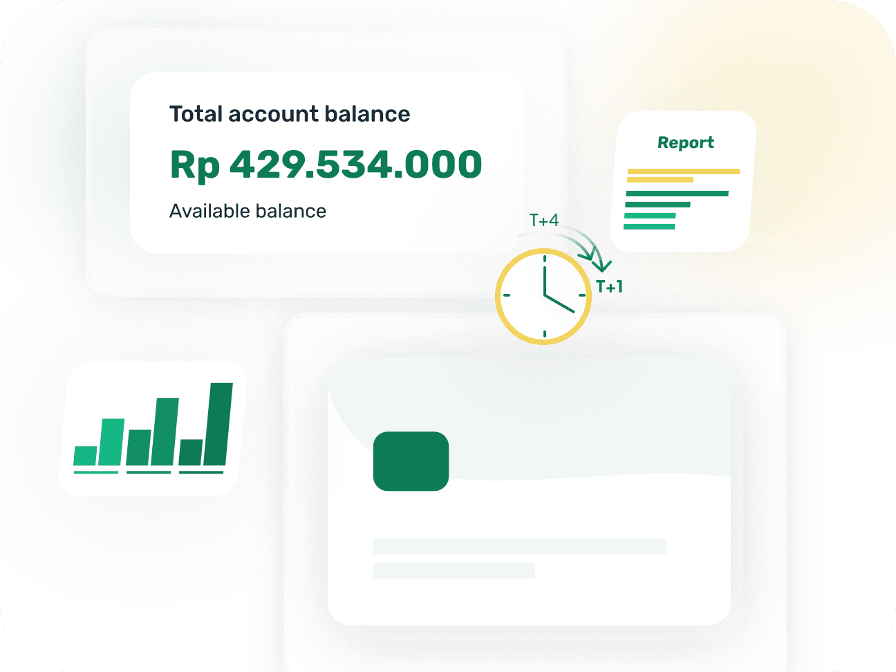 Singapay early settlement dashboard showing account balance, settlement schedule, and T+1 settlement option
