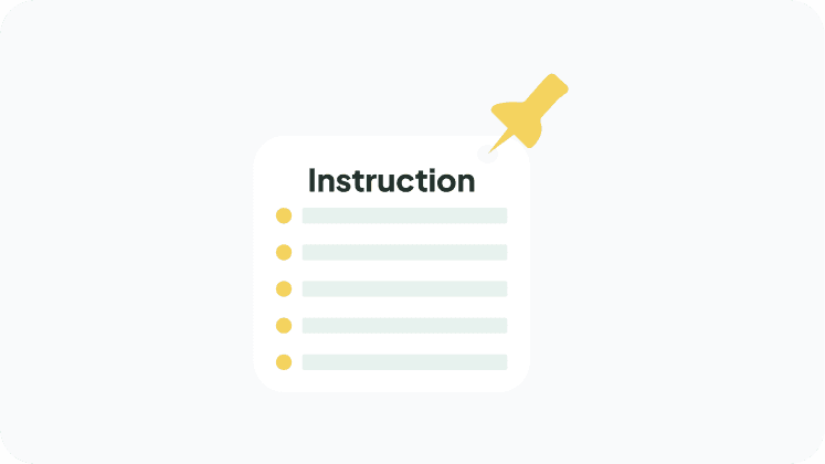 Payment instruction card with checklist