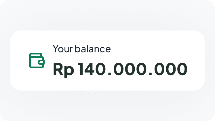 Account balance card ready for payout funding