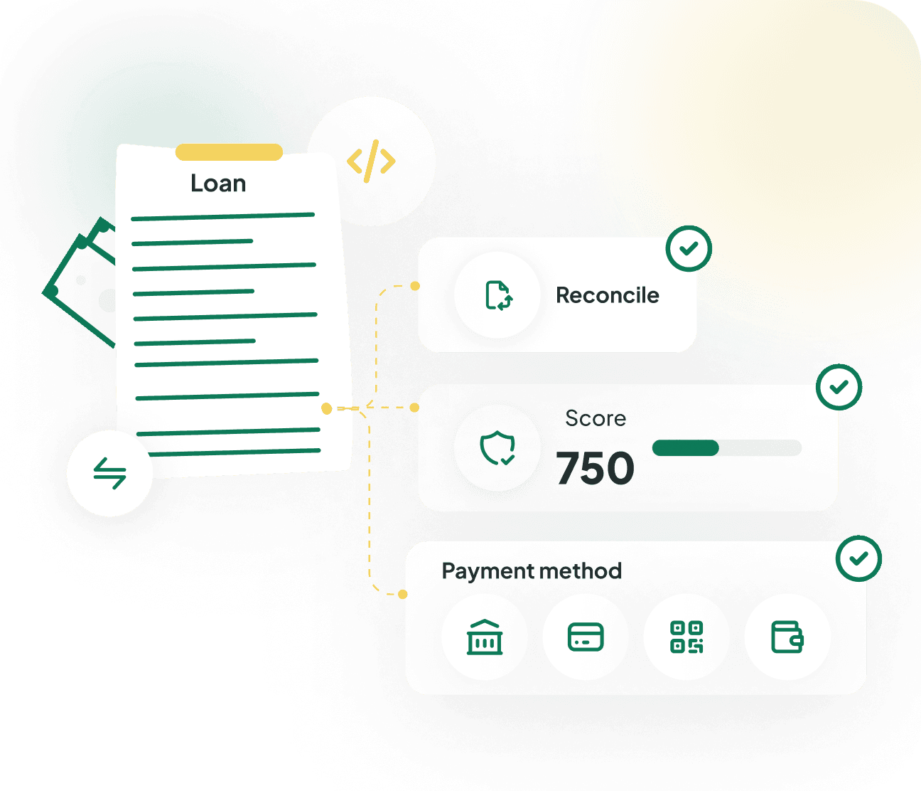 Singapay lending flow showing KYC, scoring, disbursement, repayment, and reconciliation steps